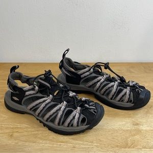 Keen Whisper Black Multicolor Leather Water Hiking Shoes Sandals Size 7.5